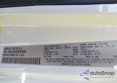 2025 Jeep Wrangler 4-Door Rubicon 4X4 из США, поврежденный, VIN 1C4PJXFN2SW526895